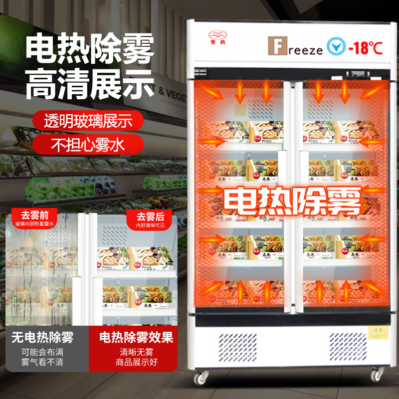 立式商用展示冷冻柜预制菜冰柜急冻肉类冻品双门冷柜榴莲低温冰柜-阿里巴巴