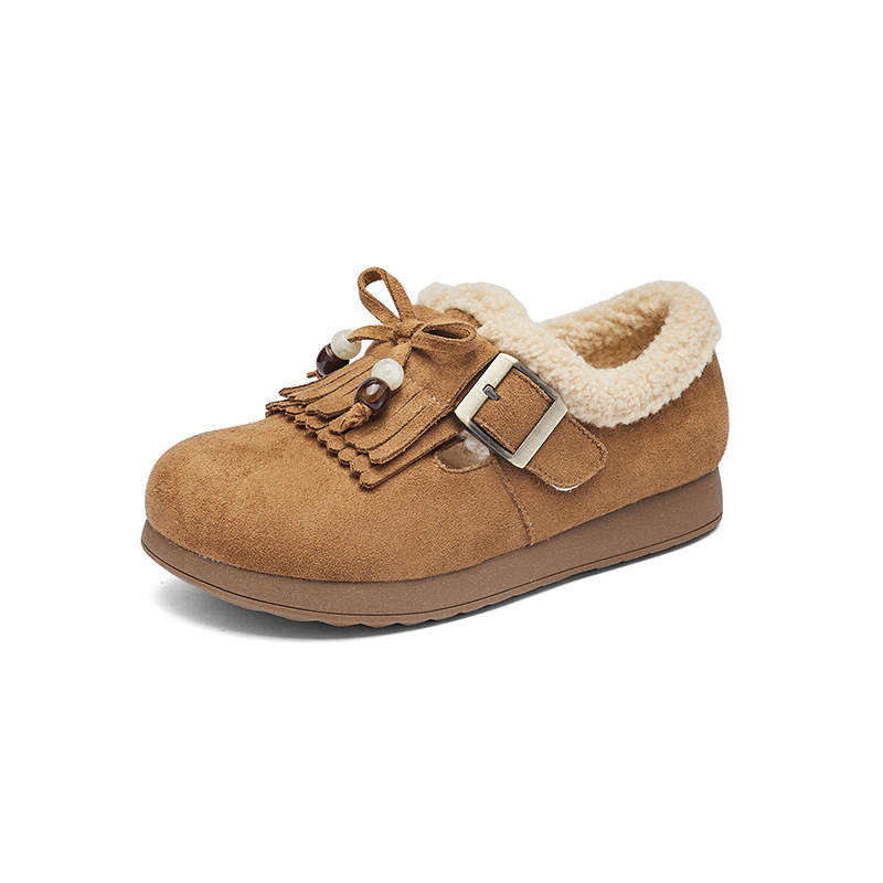 Augu Lion Deng Xiaobo Bocken zapatos de terciopelo mujeres 2025 nuevo otoño invierno todo incluido zapatos de lana de fondo grueso botas de nieve bajas