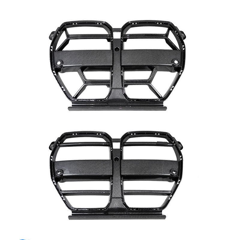 Suitable for 20-24 Bmw M3 M4 G80 G82 Cs Bright Black Grille Replacement Bright Black Carbon Pattern Front Grille