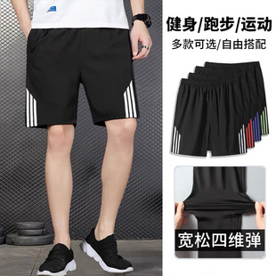 Stretch casual loose cropped pants summer fitness three bars shorts men's sports pants quick-drying fitness pants cross-border