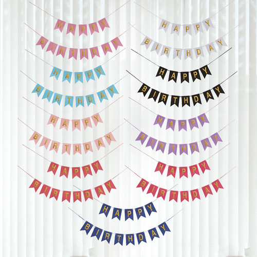 Birthday Colorful Gold Fish Tail Banner Birthday Decoration HAPPY Party Supplies DIY Cross-border Supply