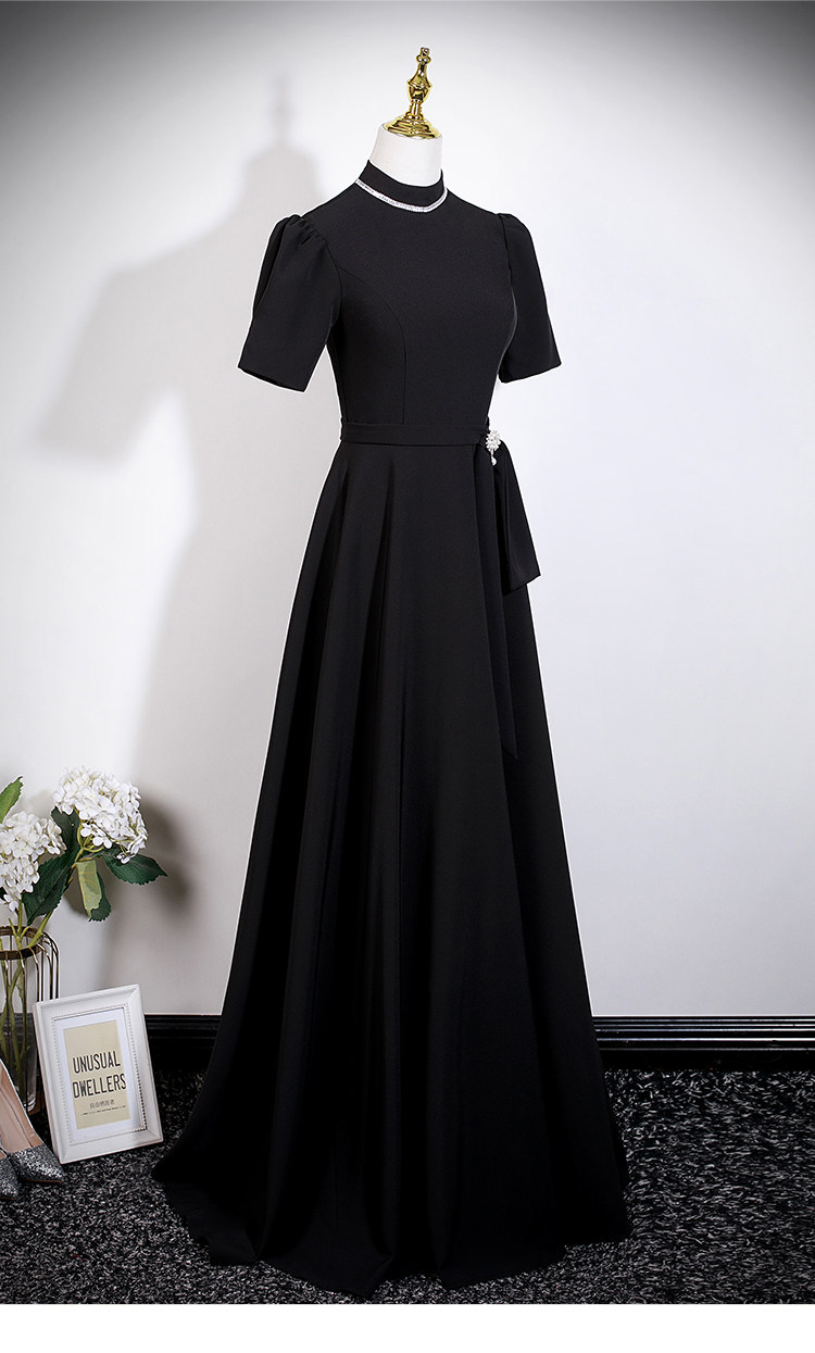 Women's Sophisticated Black Fitted Evening Gown Hepburn Style Elegant Dress for French Fashion Show Or Event_ecoleips.com