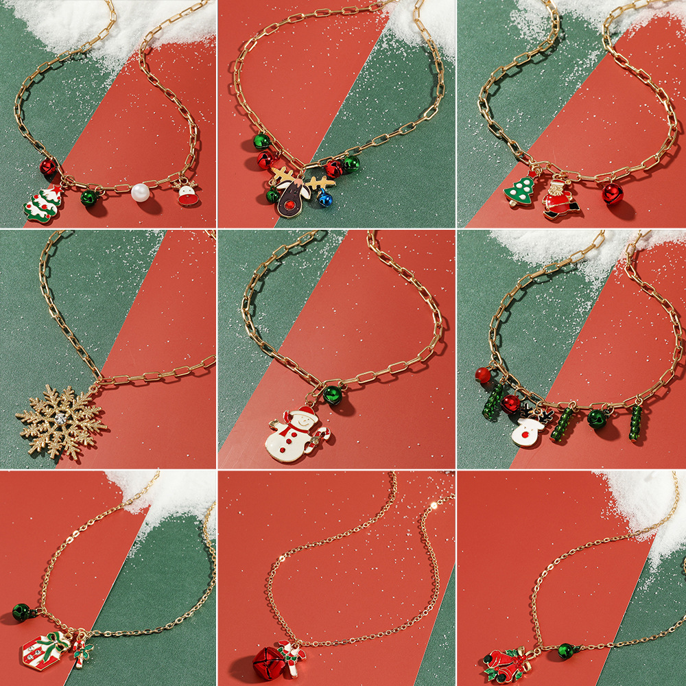 Moda Árbol De Navidad Monigote De Nieve Alce Aleación Mujeres Collar 1 Pieza display picture 7