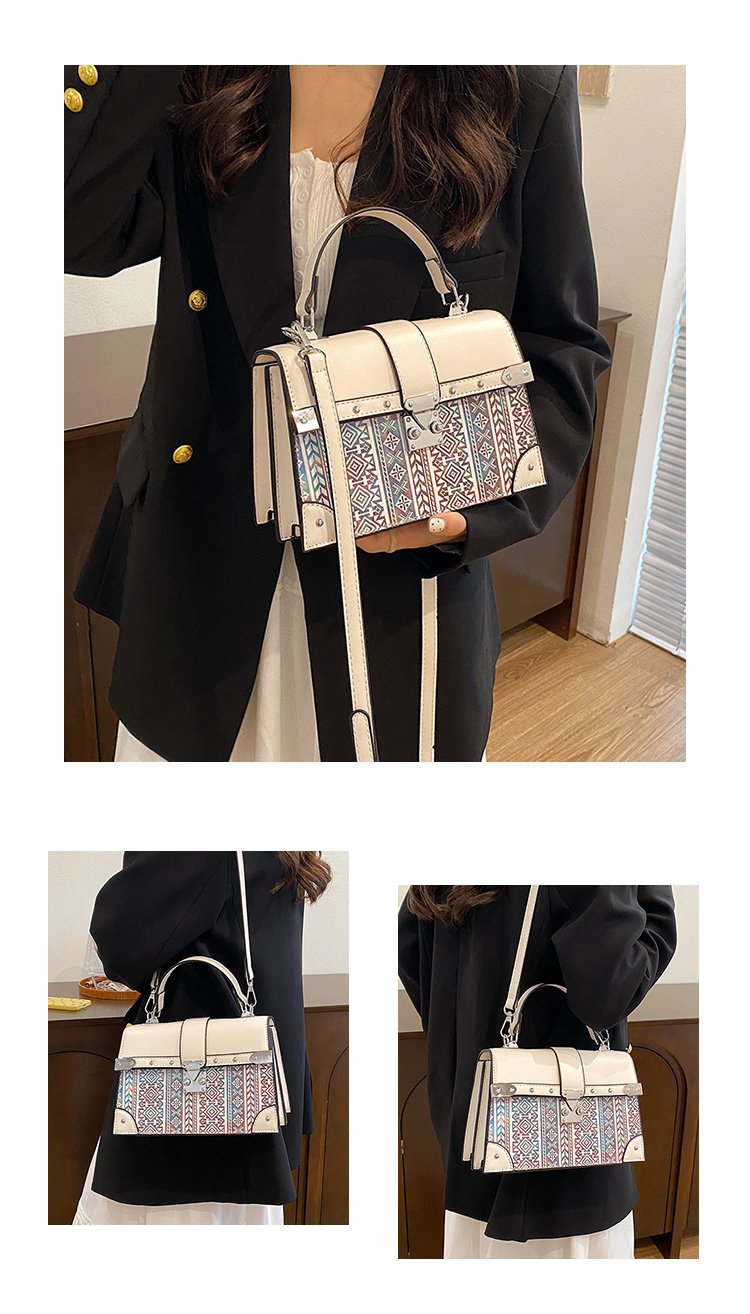 Vintage Women's Embossed Shoulder Bag With Lock Clasp Casual_voghion.com