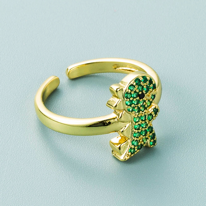 Fashion Personality Exaggerated Gold-plated Copper Micro-inlaid Zircon Dinosaur Ring Simple Trend Ring display picture 4