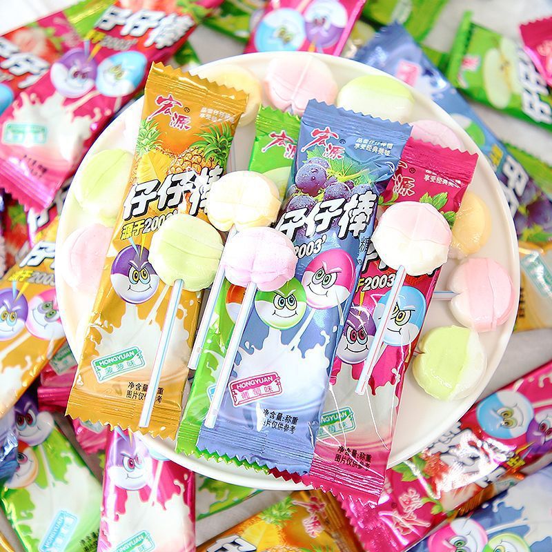 宏源仔仔棒アメ卸売り高颜値児童硬糖子棒混合味キャンディー箱卸売り