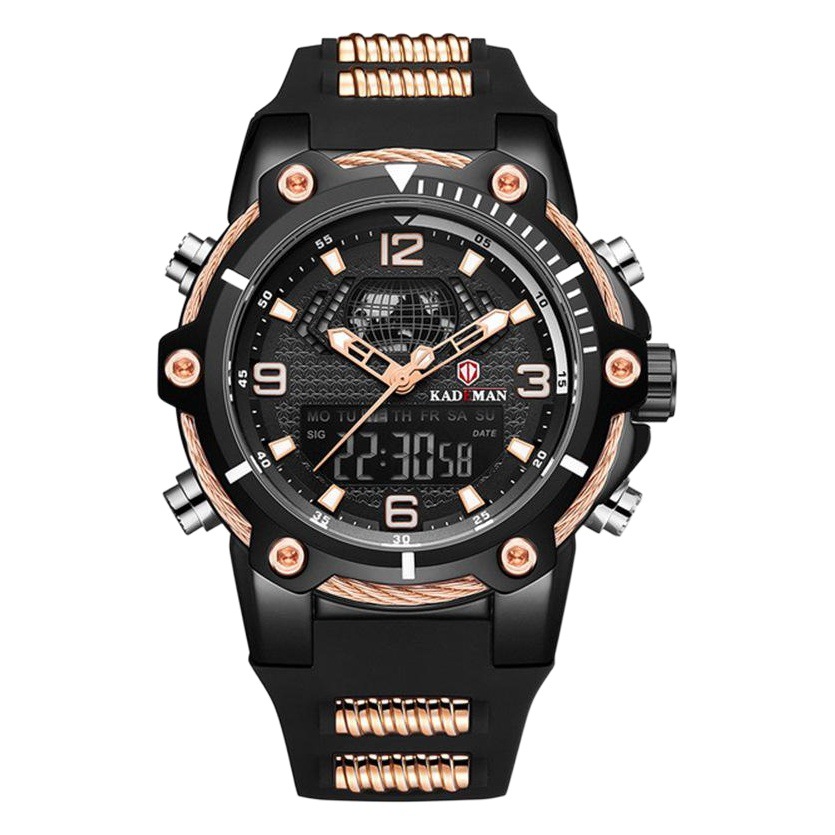 KADEMAN cardeman K9055G nuevos hombres reloj despertador calendario multifunción deportes impermeable cinta reloj
