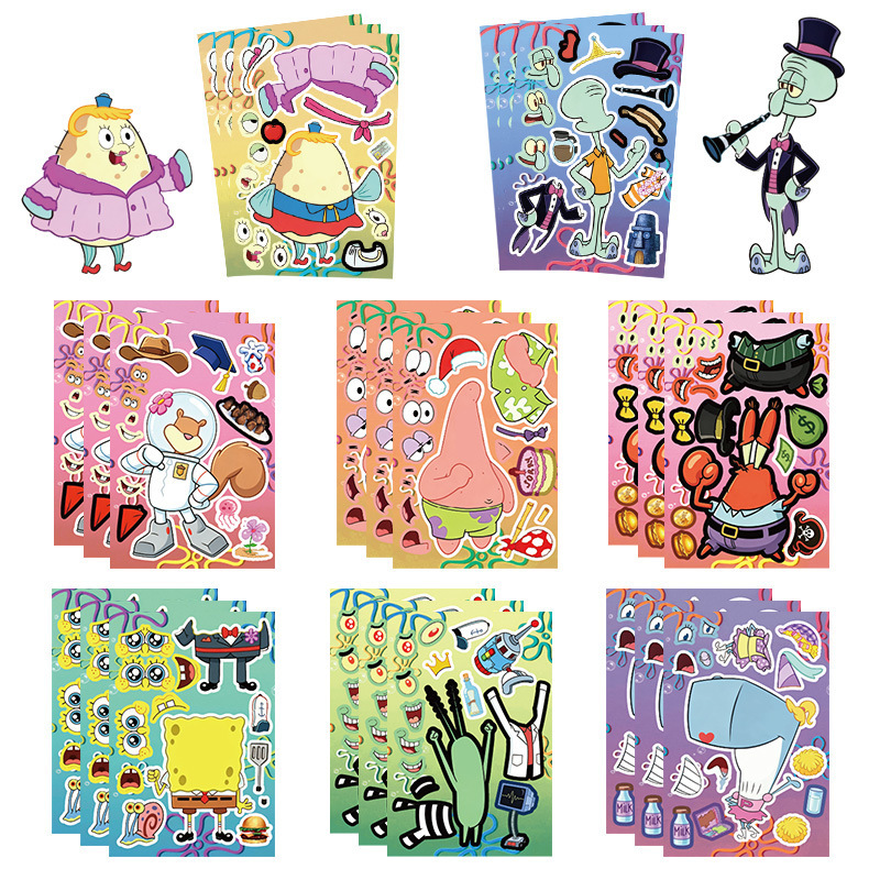 8 Spongebob Squarepants Stickers, Patrick Star, Mr. Krabs, Creative Face-Changing Collage DIY Decoration Waterproof Stickers for Journals 8 Spongebob Squarepants Stickers, Patrick Star, Mr. Krabs, Creative Face-Changing Collage DIY Decoration Waterproof Stickers for Journals