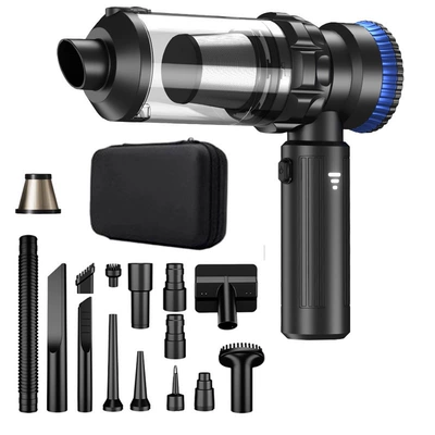 Model of Portable Car Vacuum Cleaner: Tozsoranlar - 128-black-blue-storage-bag-metal-filter-element