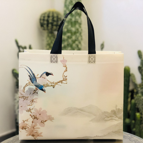 Chinese style ink painting non-woven bag women's portable Hanfu Tang suit cheongsam gift bag printed LOGO clothing bag