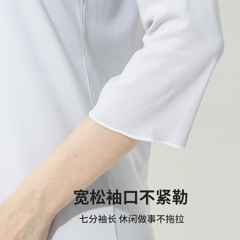 80 camisones de mujer de primavera y verano de algodón modal de lujo alto, mangas tres cuartos, agradables para la piel y cómodos, piernas largas, pijamas para salir