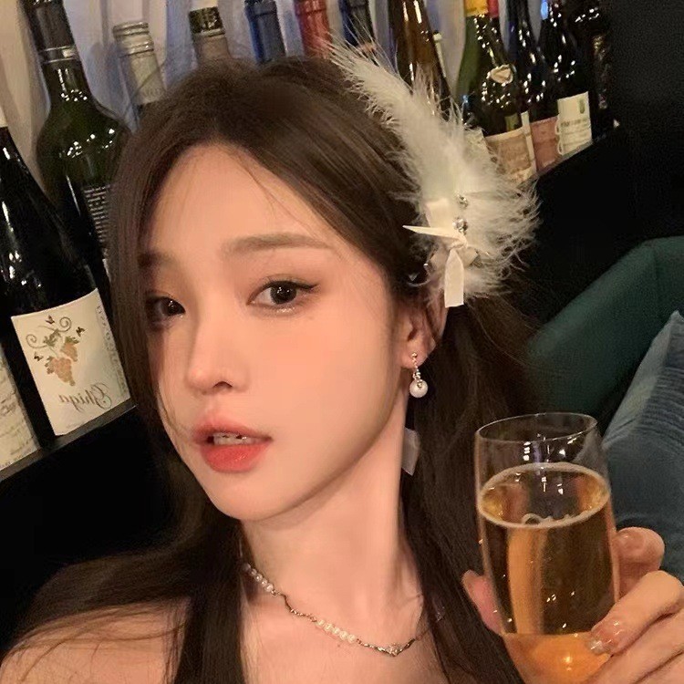 超仙气质蝴蝶结羽毛发夹女高级感鸭嘴夹子发饰头饰发卡2023新款 4