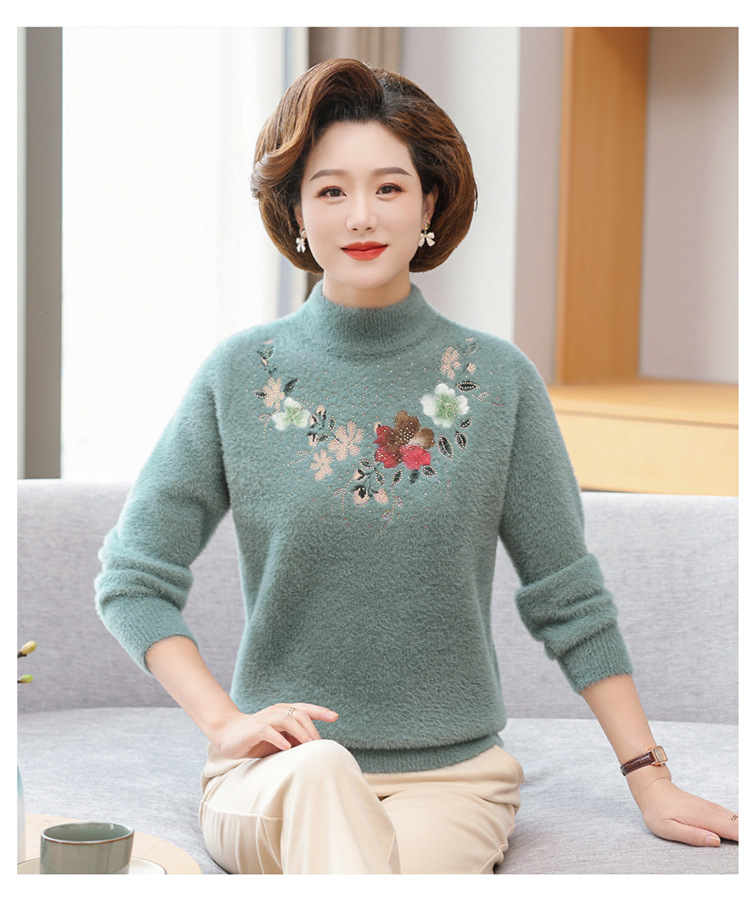 E5953 750K ÁO LEN NỮ TAIRYA MÙA XUÂN THU ĐÔNG TRUNG NIÊN THÊU HỌA TIẾT HOA DÀY ẤM THỜI TRANG NỮ G02 SẢN PHẨM MỚI