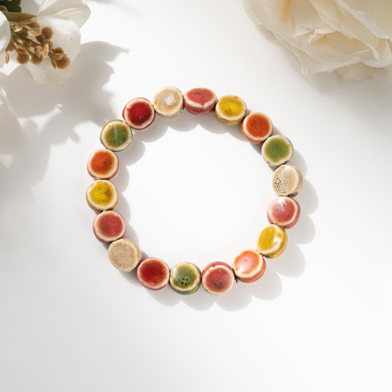 11-Flower glaze painted pottery (small round pieces)