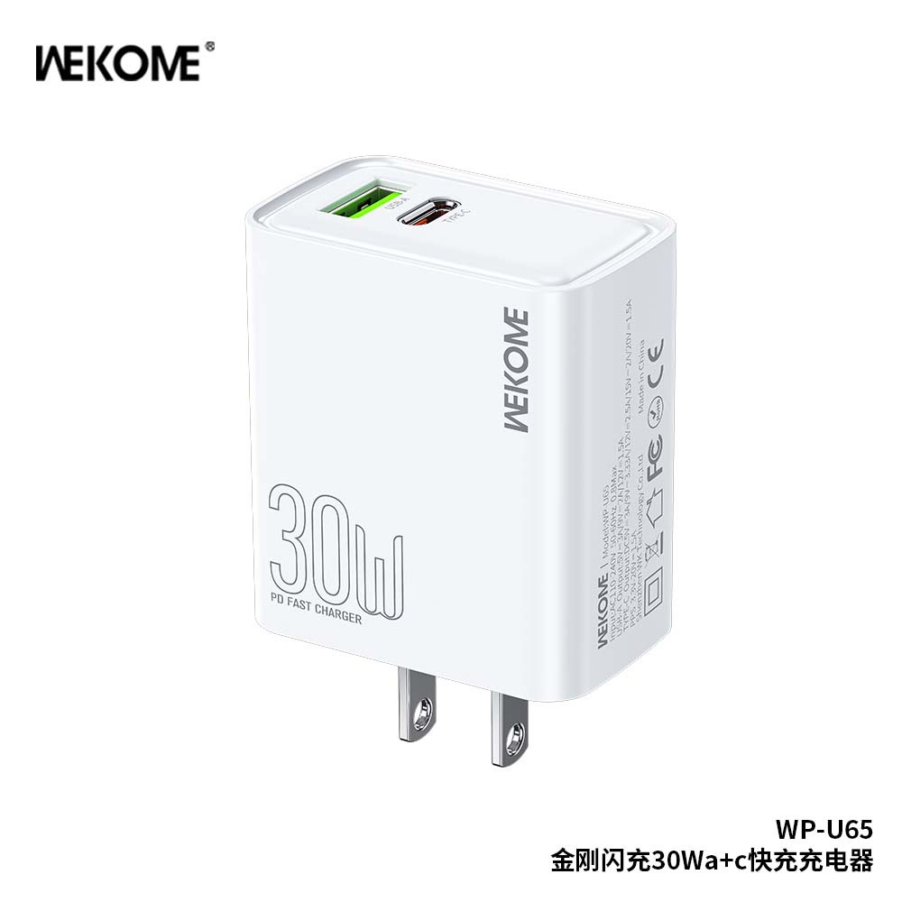 WEKOME King Kong Flash Charge Series PD30W 20W Fast Charge A C US Charger Dual Mini Small Charging Head