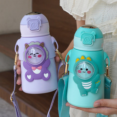 卡通智能不鏽鋼保溫杯顯溫吸管杯便攜高顏值學生兒童水壺禮品