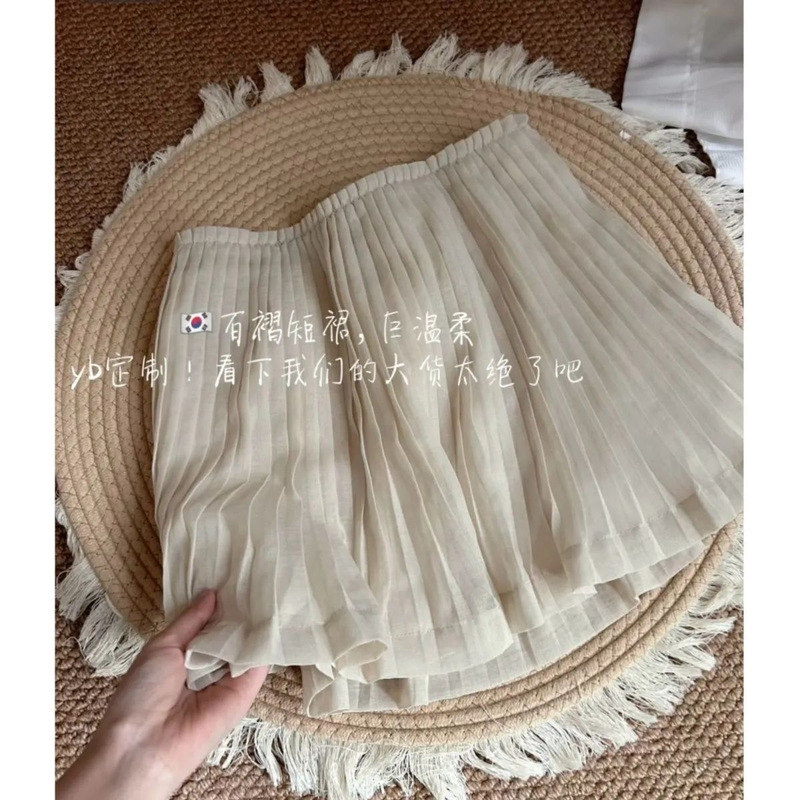 Miu Korean Style Pleated Skirt for Women, Summer Short A-Line Skirt for Petite Figures, Unique and Very Beautiful Sheer Chiffon Puffy Skirt Miu Korean Style Pleated Skirt for Women, Summer Short A-Line Skirt for Petite Figures, Unique and Very Beautiful Sheer Chiffon Puffy Skirt
