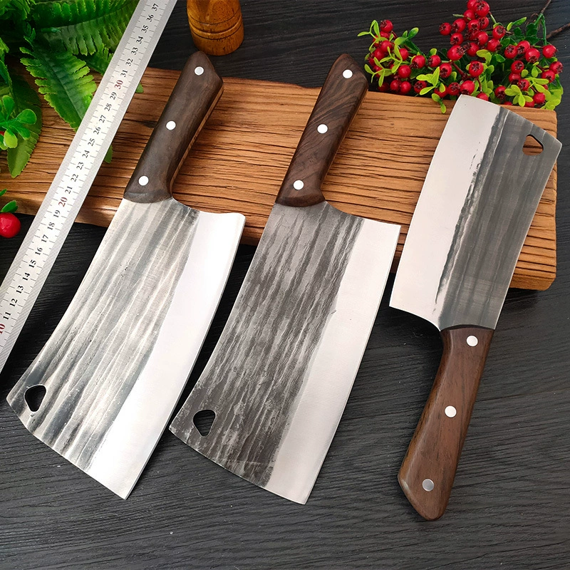 Handmade forging kitchen sliced ​​kitchen knife cutting bone knife hammer cutting meat knife rosewood handle cuts two use chef knives