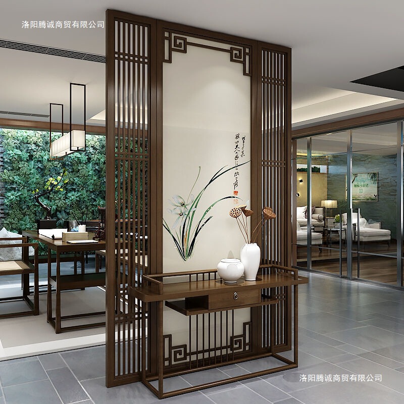 New Chinese-Style Solid Wood Entryway Screen Partition for Living Room Home Decoration, Foyer, Offering Table, Sideboard, Simple Modern
