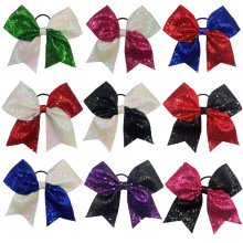 欧美儿童双拼色亮片蝴蝶结头饰发圈发绳外贸舞台啦啦队皮筋发饰