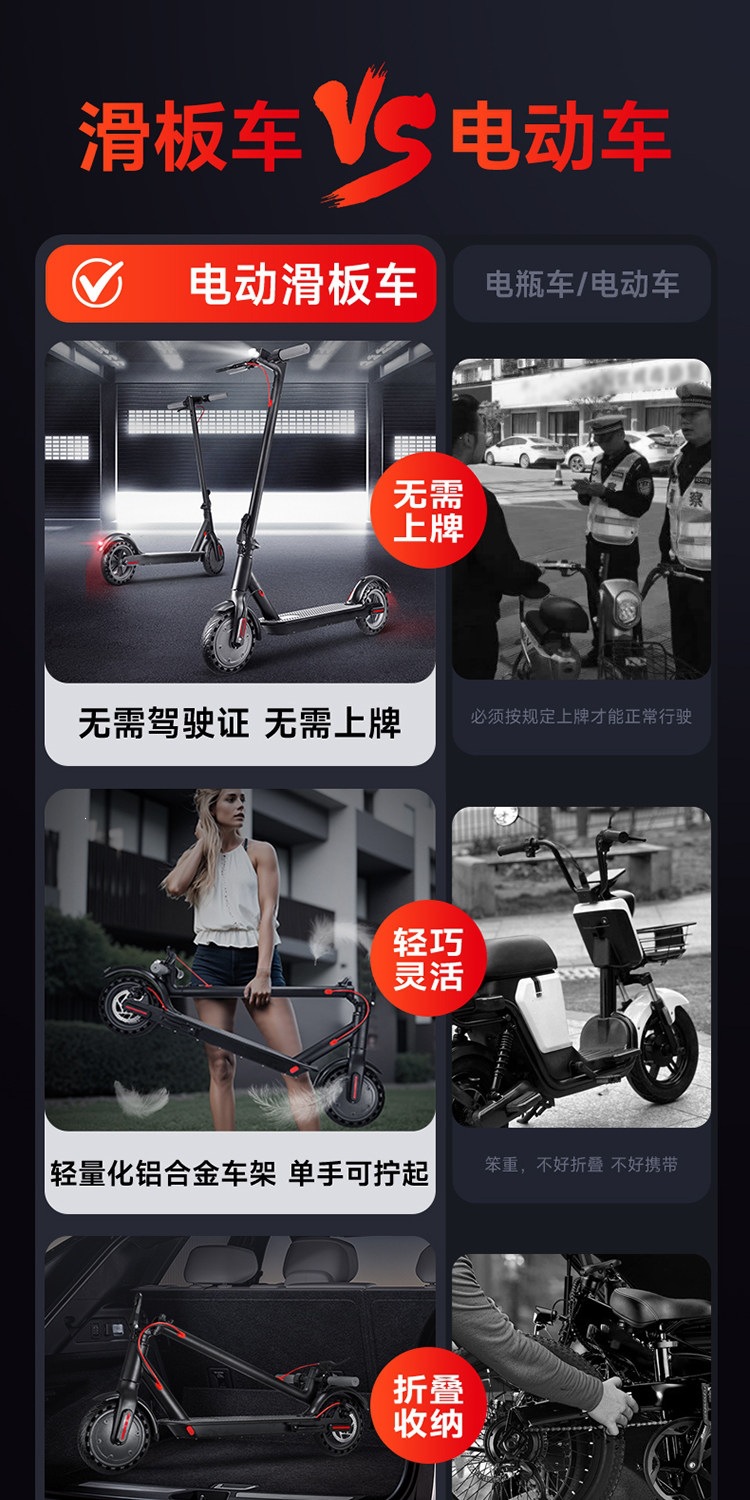Suitable for adult electric scooters, lightweight foldable transportation, long-range electric vehicle, mini APP control, anti-puncture tires