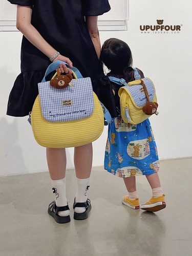Ins Korean version quilted children's backpack cute bear checkered unisex backpack embroidery small backpack parent-child mother's bag