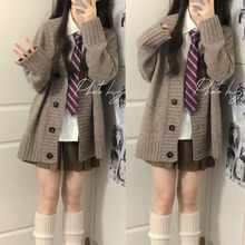 三件套装/单件秋冬复古慵懒风针织毛衣开衫女学生百搭衬衫百褶裙