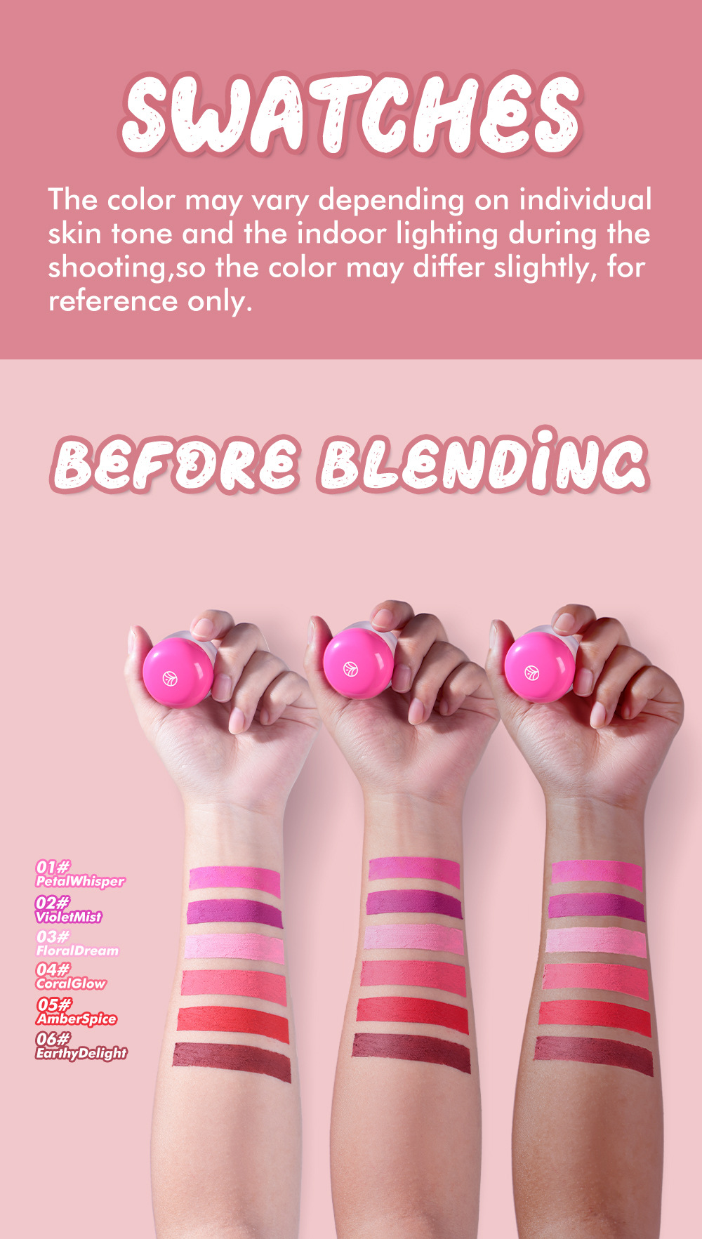 YOUNG VISION 6-color Mousse Blush Clay Nude Natural and Delicate Color Display matte Velvet Blush Item Picture