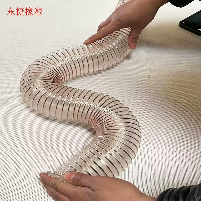 1.2mmPU聚氨酯吸尘管通风排烟风管物料输送耐磨耐高温PU钢丝软管