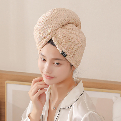 Women's Thickened Super Absorbent Double Layer Coral Fleece Head Scarf Pineapple Pattern Quick Dry Shower Cap Hair Washing Towel