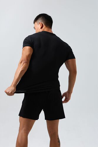 Men's V-neck short-sleeved sports quick-drying solid color outdoor fitness running slim fit