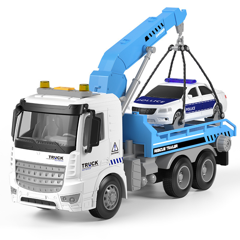 Trailer de rescate en carretera grande para niños, juguete, niño, transportador de plataforma, grúa, coche de ingeniería, coche de juguete, camión
