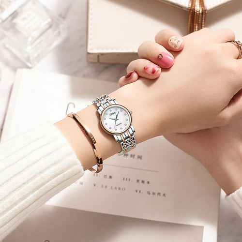 Korean fashion ladies watch fully automatic non-mechanical stainless steel waterproof quartz watch female student steel band watch