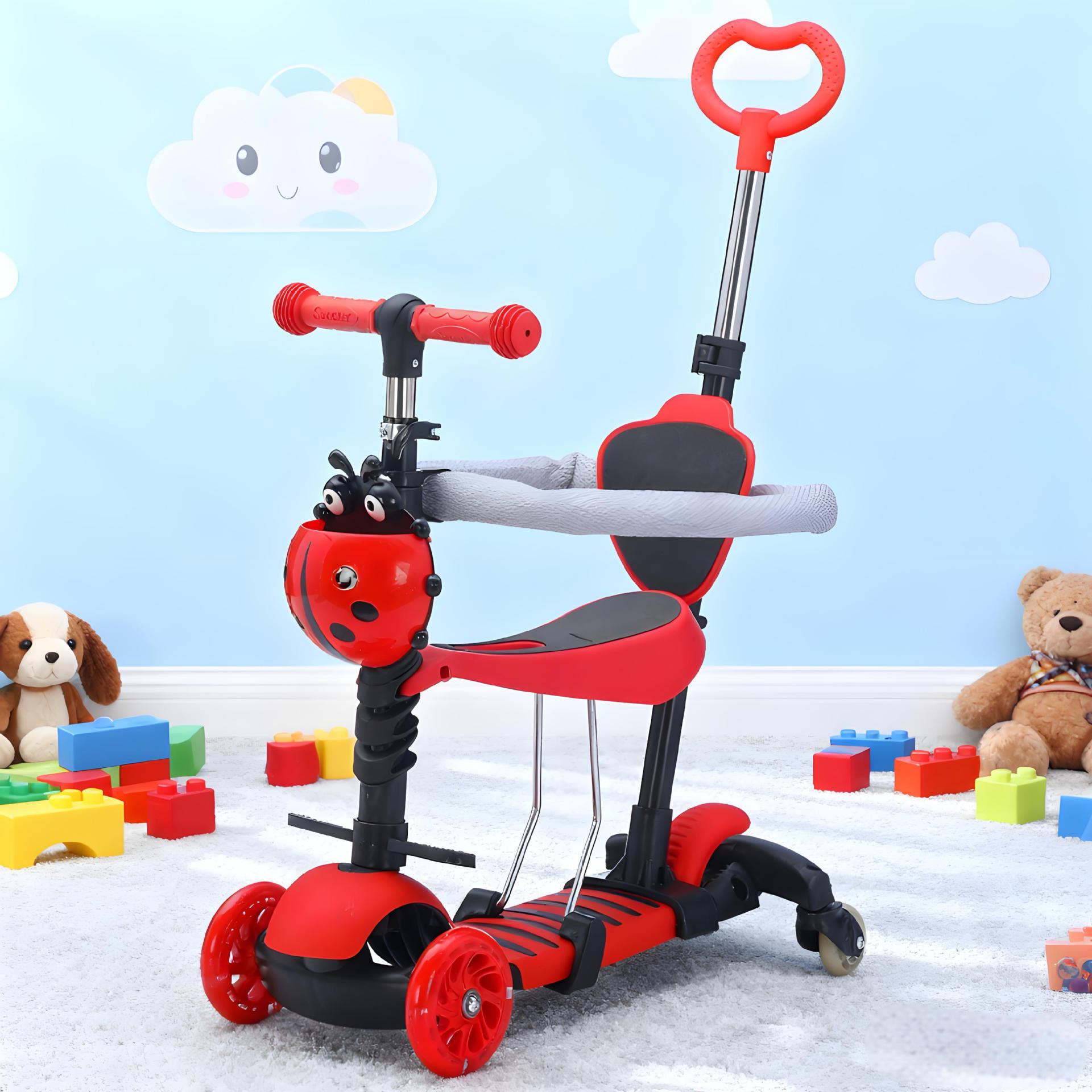 Children's Scooter Accessories Modified Push Handle 3-in-1 Seat Cushion Five-In-One Seat Cushion Seat Chair Push Rod Four Wheels