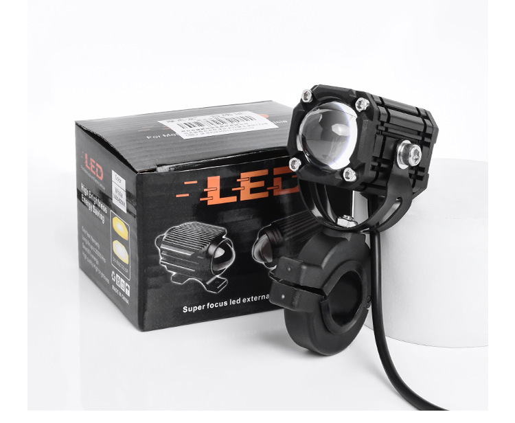 Motorcycle LED Spotlight, Electric Vehicle Devil's Eye, Super Bright Road Light, High and Low Beam, Four-Color Modified Flashing Light