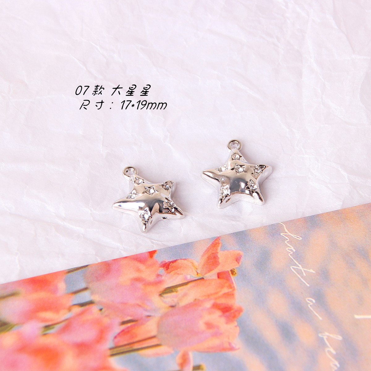 Hada lustre Cruz de plata estrella Rosa colgante hecho a mano diamante estrella DIY pendientes material Accesorios