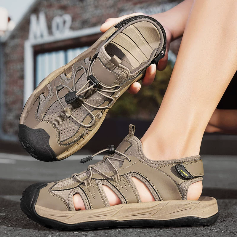 Мужские сандалии Baotou 2025 Лето Спортивные дышащие повседневные сандалии для активного отдыха Дышащие мужские пляжные туфли большого размера