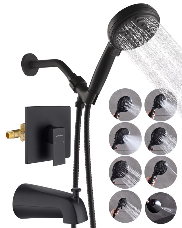 Black In-Wall Bathroom Concealed Shower Head Kit Combination System Abs Handheld Shower Faucet Black In-Wall Bathroom Concealed Shower Head Kit Combination System Abs Handheld Shower Faucet