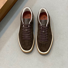 新款真皮时尚复古德训鞋新款春系带百搭鞋高端男士外贸板轻奢男鞋