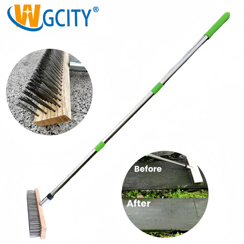 Stainless steel wire floor brush metal wire deck brush to clean outdoor garage, swimming pool, moss removal steel brush