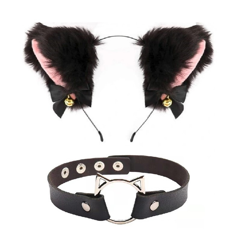 Set cerchietto orecchie di gatto e girocollo per ragazza_voghion.com