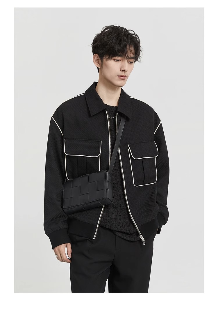 Modische Herrenjacke Mit Kontrastkante Und Revers Design_voghion.com