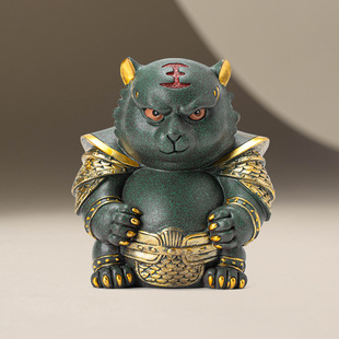 Green Sandstone Tiger Pioneer Desktop Tea Pet Tea Toy Ornaments New Chinese Style Home Creative Furnishings Entrance Hall Decorations