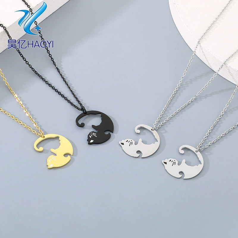 Accessory for beloved, necklace, chain, pendant stainless steel, Korean style, simple and elegant design