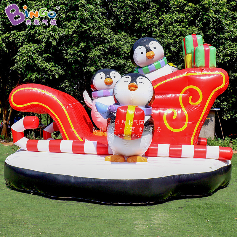 雪橇企鹅充气礼物盒气模圣诞节圣诞老人圣诞树装饰道具圣诞节装饰