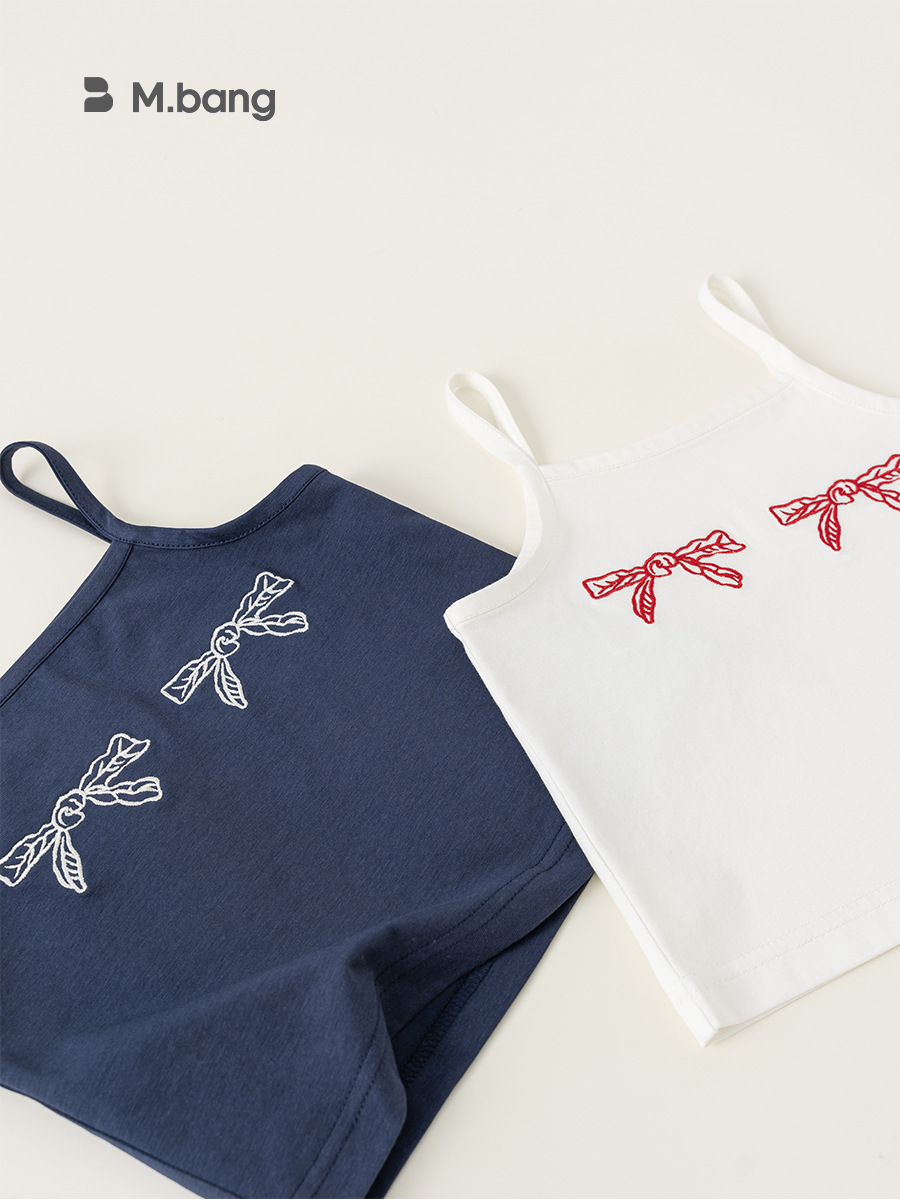 Youbao ropa para niños estilo de verano nuevo producto chaleco para niños con blusa de bordado de lazo coreano para niñas sin mangas