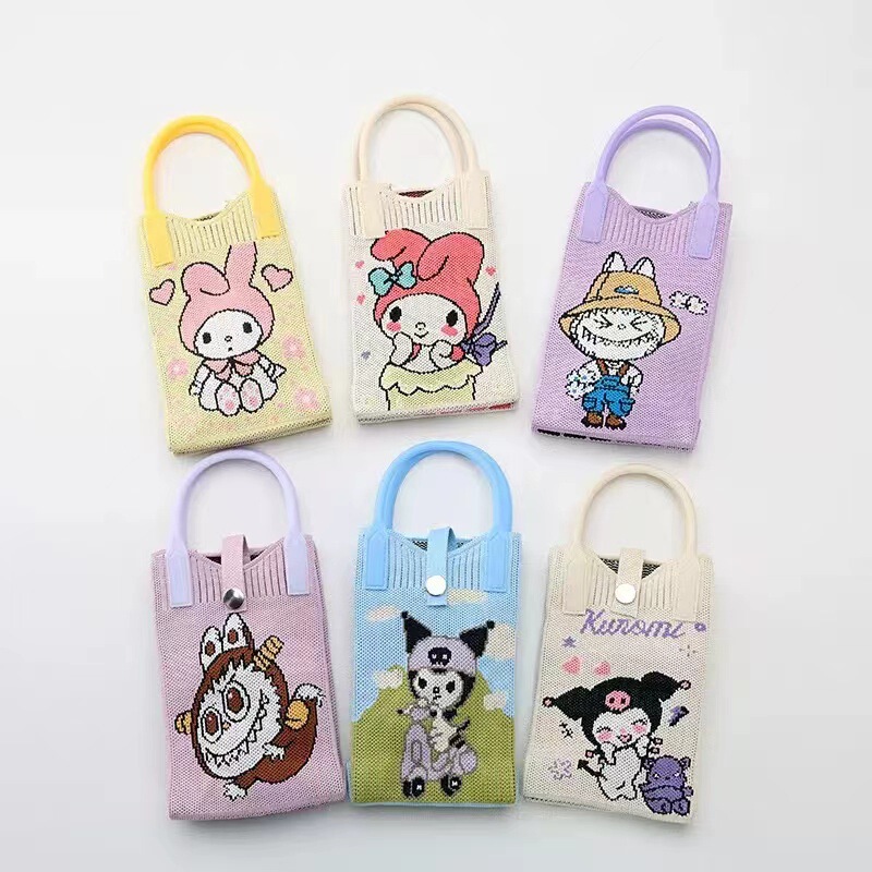 Korean Ins Original Knitted Satchel Mobile Phone Bag New Convenient Storage Student Cute Cartoon Fashion Crossbody Bag