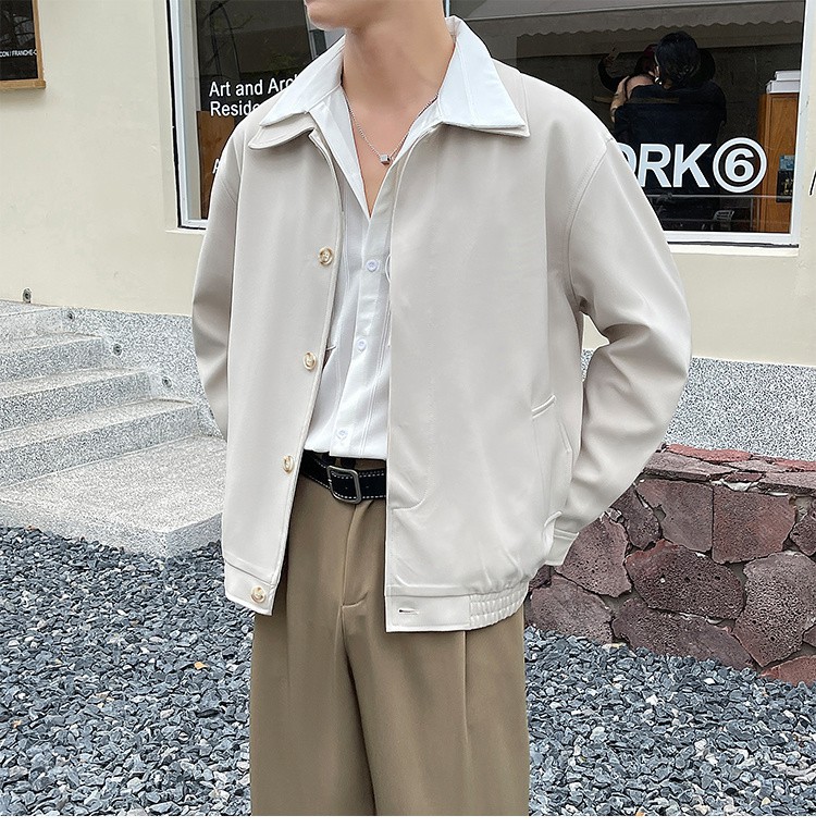 Men's Casual Workwear Blazer, Mature Style Turn-down Collar Jacket_voghion.com