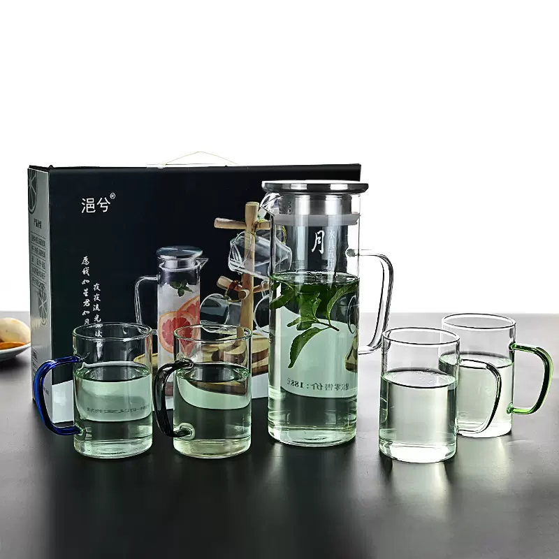 耐高温加厚玻璃水壶家用冷水壶水杯大容量泡茶壶果汁壶套装批发