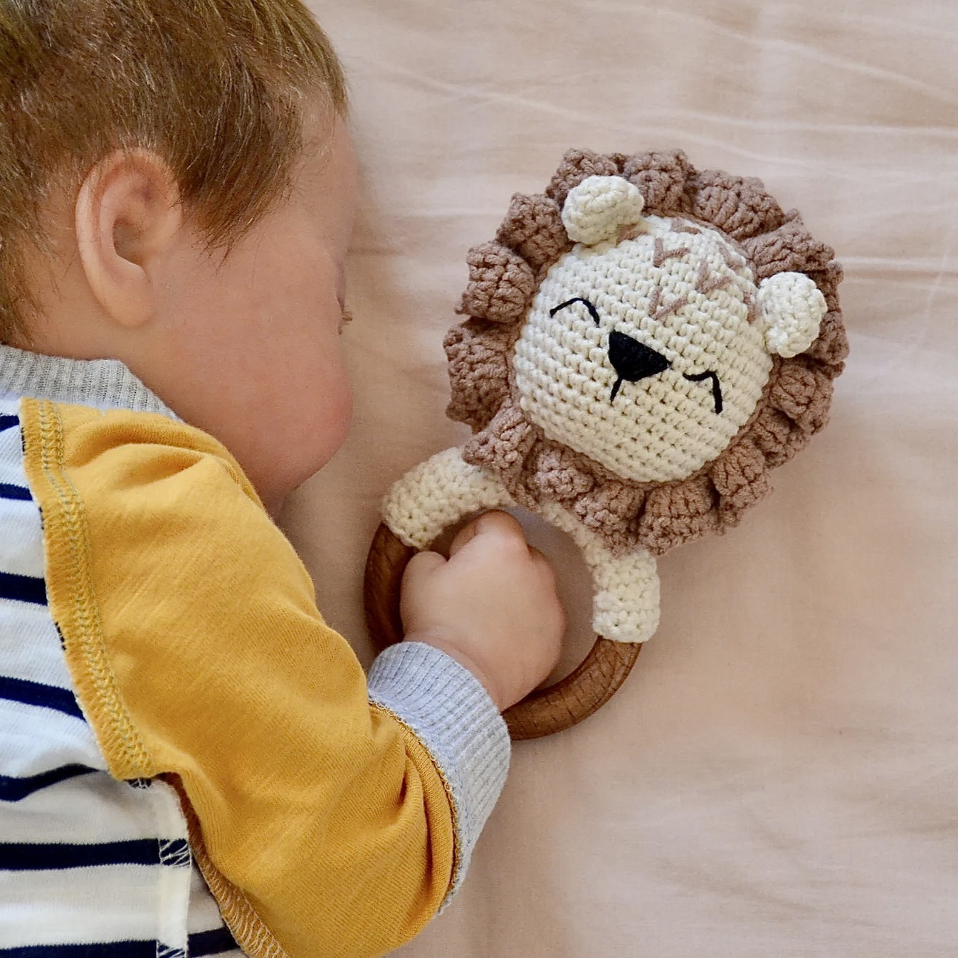 Baby anti-shock saltando anillo de agarre de mano tambor de ondas campana tranquilizar dispositivo de sensación de seguridad para dormir anillo de agarre juguetes para bebés recién nacidos